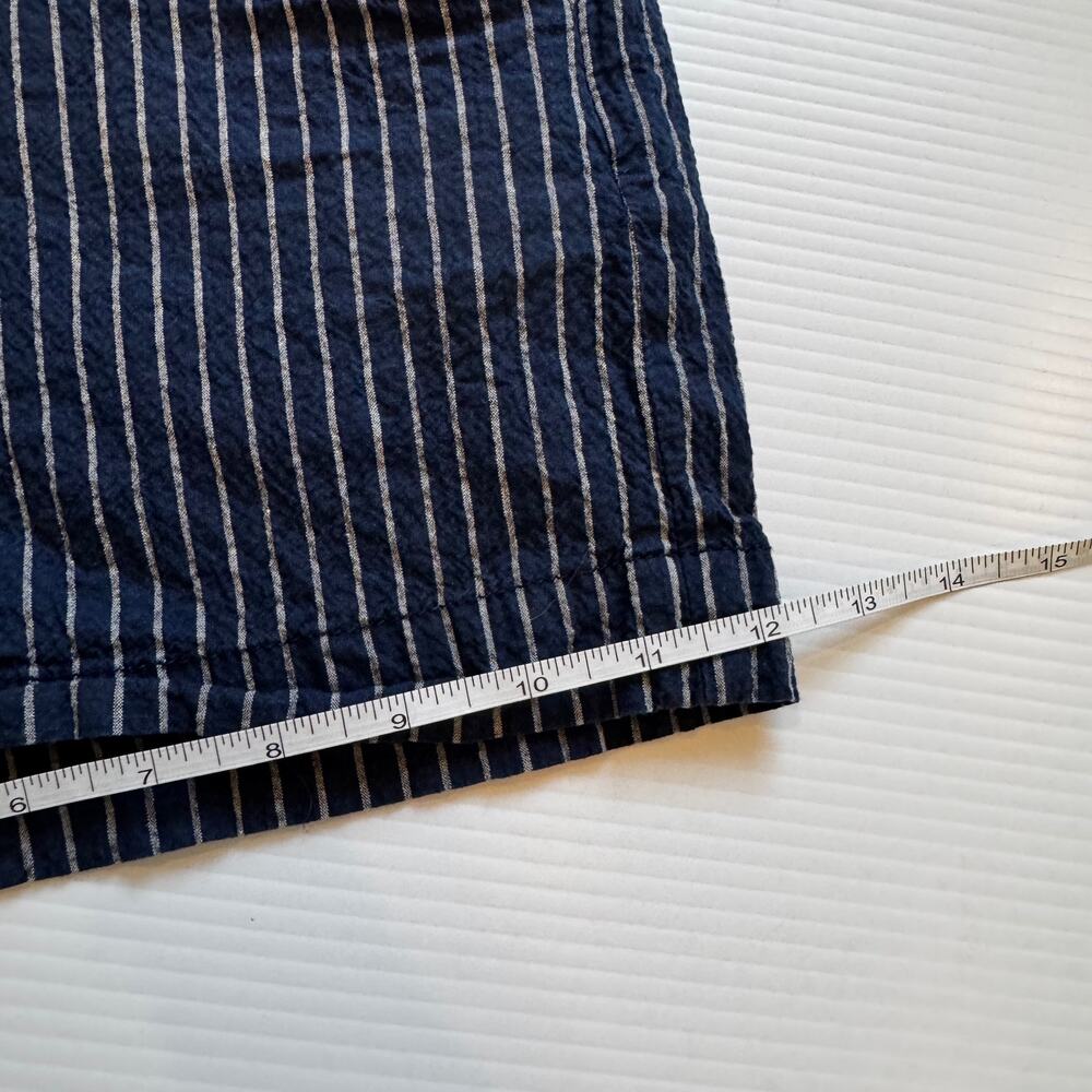 L'AGENCE Jameson High Rise Shorts Size 28 Navy Stripe Seersucker Cotton Linen - Picture 15 of 16